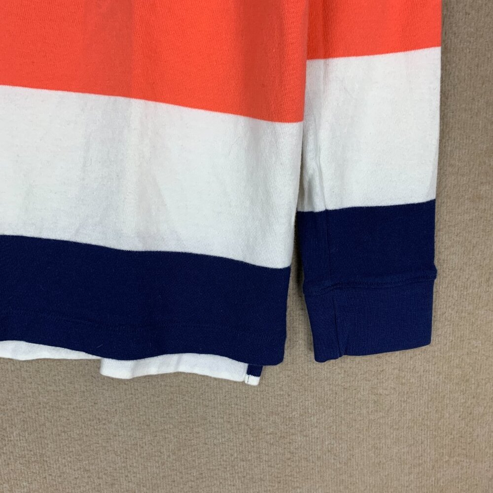 🚨SOLD 🚨Lands End Rugby Shirt size Medium Women’s Striped Polo Navy Orange Cotton - Picture 2 of 14